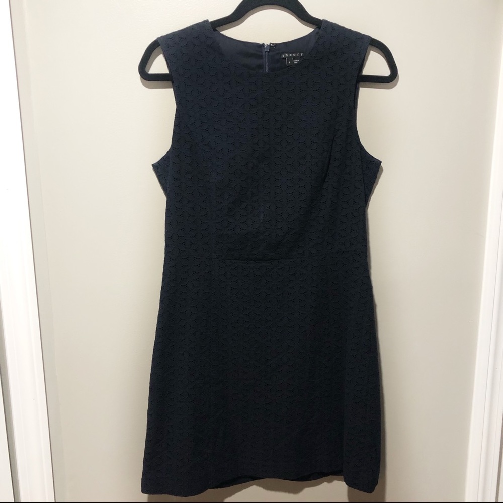 Theory | Navy Eyelet Sheath Dress 8